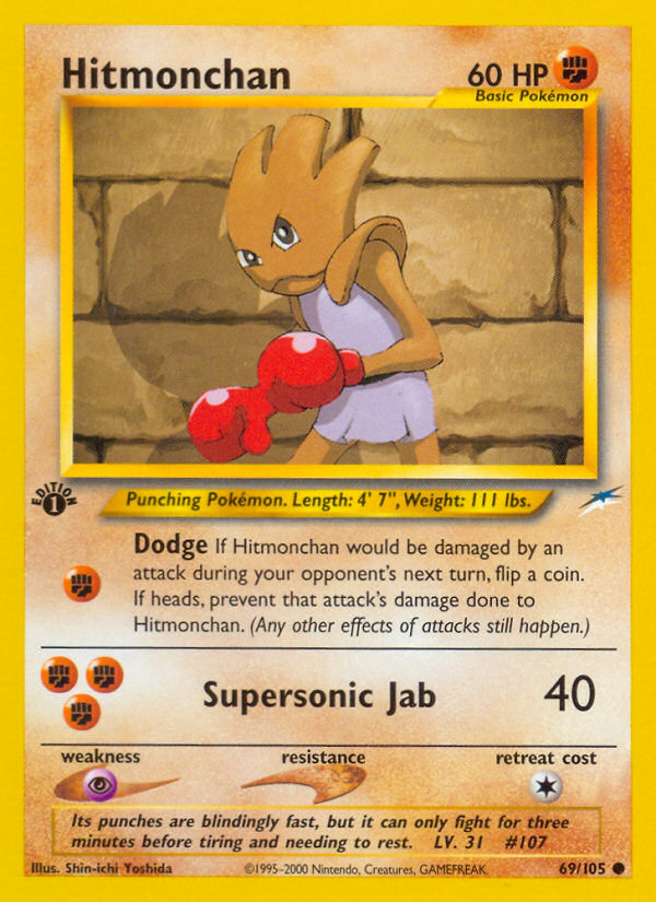 Hitmonchan (69/105) [Neo Destiny 1st Edition] | Tables and Towers