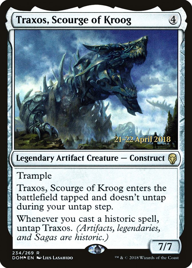 Traxos, Scourge of Kroog [Dominaria Prerelease Promos] | Tables and Towers