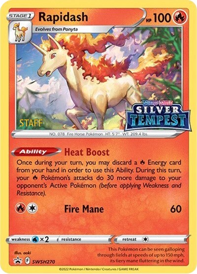 Rapidash (SWSH270) (Prerelease) (Staff) [Sword & Shield: Black Star Promos] | Tables and Towers