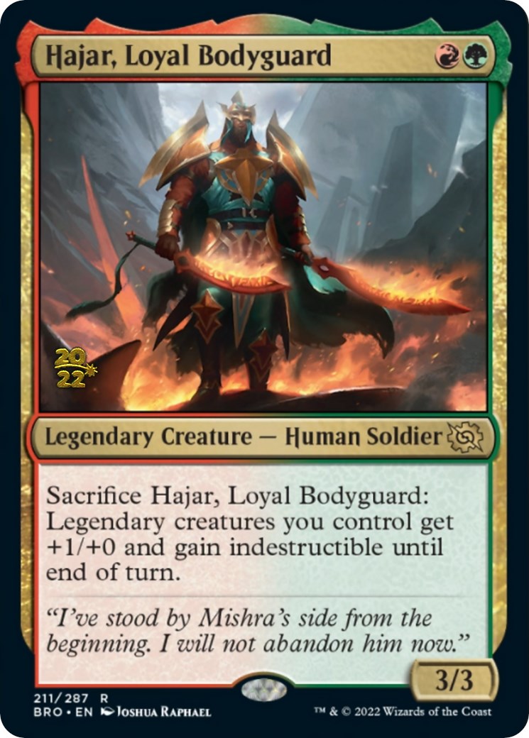 Hajar, Loyal Bodyguard [The Brothers' War Prerelease Promos] | Tables and Towers