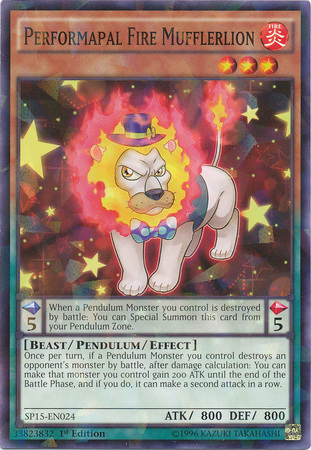 Performapal Fire Mufflerlion [SP15-EN024] Shatterfoil Rare | Tables and Towers