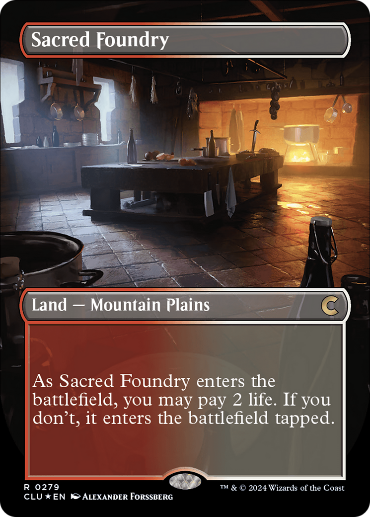 Sacred Foundry (Borderless) [Ravnica: Clue Edition] | Tables and Towers