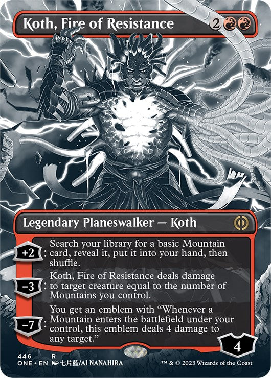 Koth, Fire of Resistance (Borderless Manga Step-and-Compleat Foil) [Phyrexia: All Will Be One] | Tables and Towers