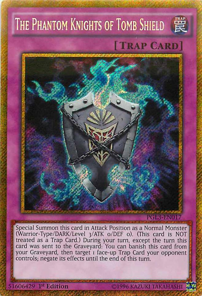 The Phantom Knights of Tomb Shield [PGL3-EN017] Gold Secret Rare | Tables and Towers