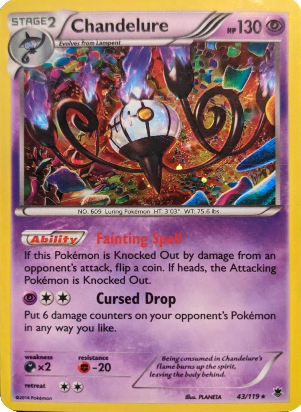 Chandelure (43/119) (Cosmos Holo) [XY: Phantom Forces] | Tables and Towers