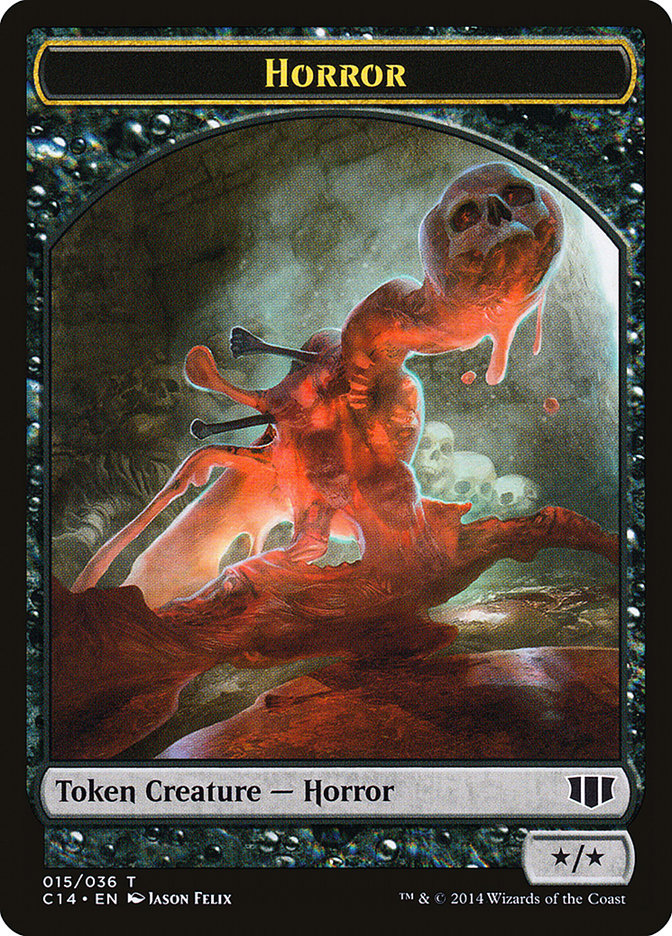 Horror // Zombie (016/036) Double-Sided Token [Commander 2014 Tokens] | Tables and Towers