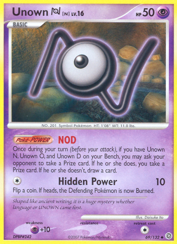 Unown N (69/132) [Diamond & Pearl: Secret Wonders] | Tables and Towers