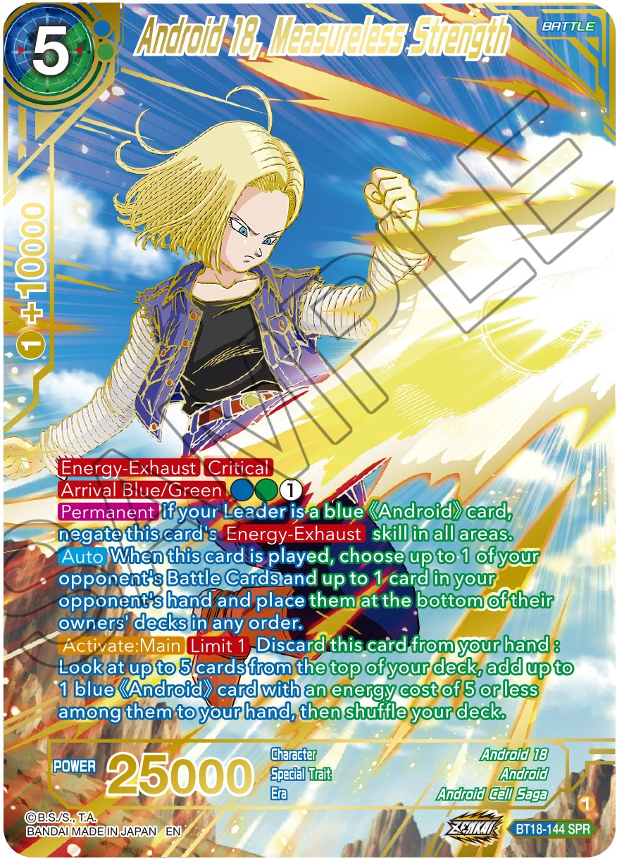 Android 18, Measureless Strength (SPR) (BT18-144) [Dawn of the Z-Legends] | Tables and Towers