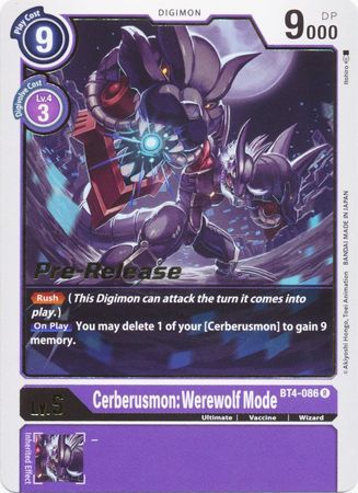 Cerberusmon: Werewolf Mode [BT4-086] [Great Legend Pre-Release Promos] | Tables and Towers