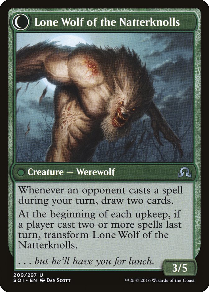 Hermit of the Natterknolls // Lone Wolf of the Natterknolls [Shadows over Innistrad] | Tables and Towers