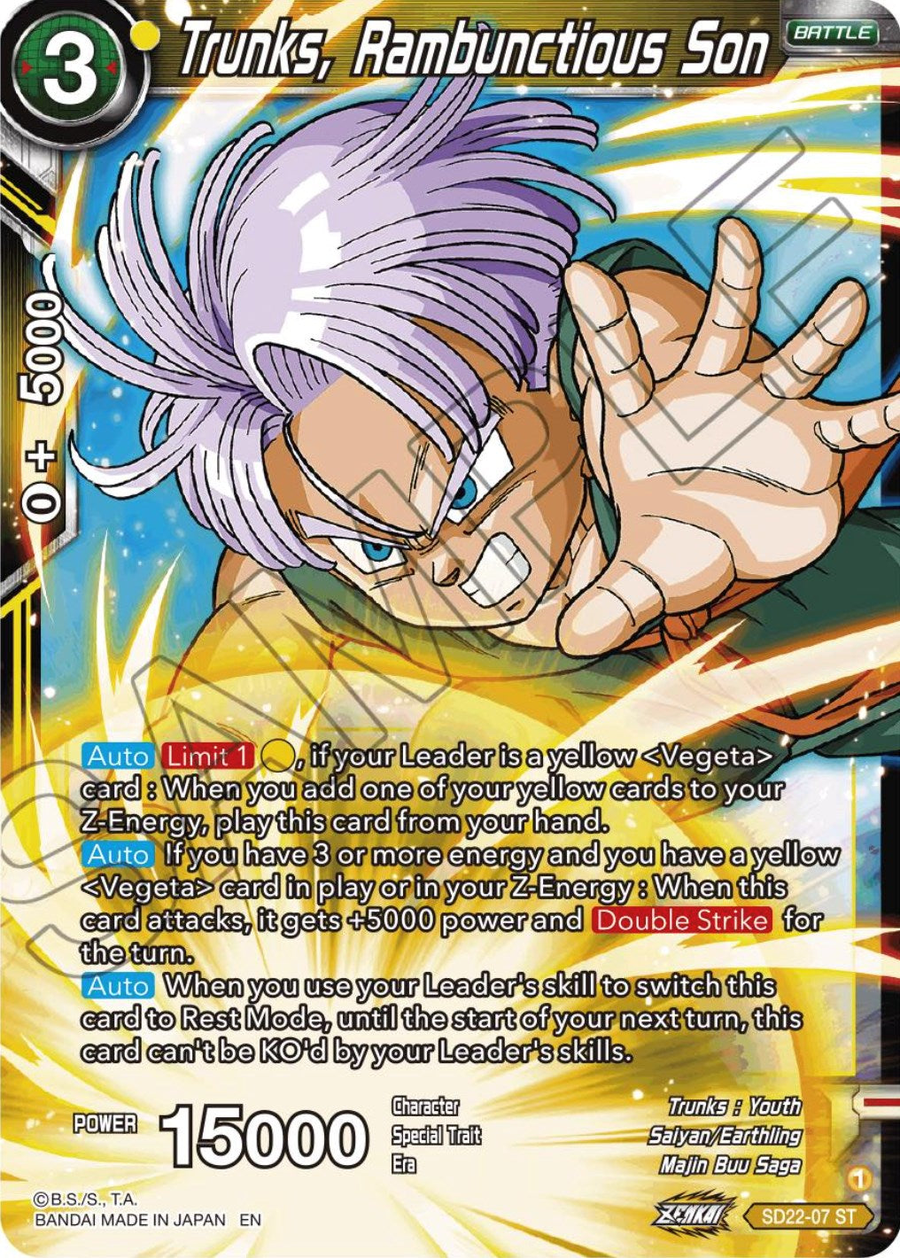 Trunks, Rambunctious Son (Starter Deck Exclusive) (SD22-07) [Power Absorbed] | Tables and Towers