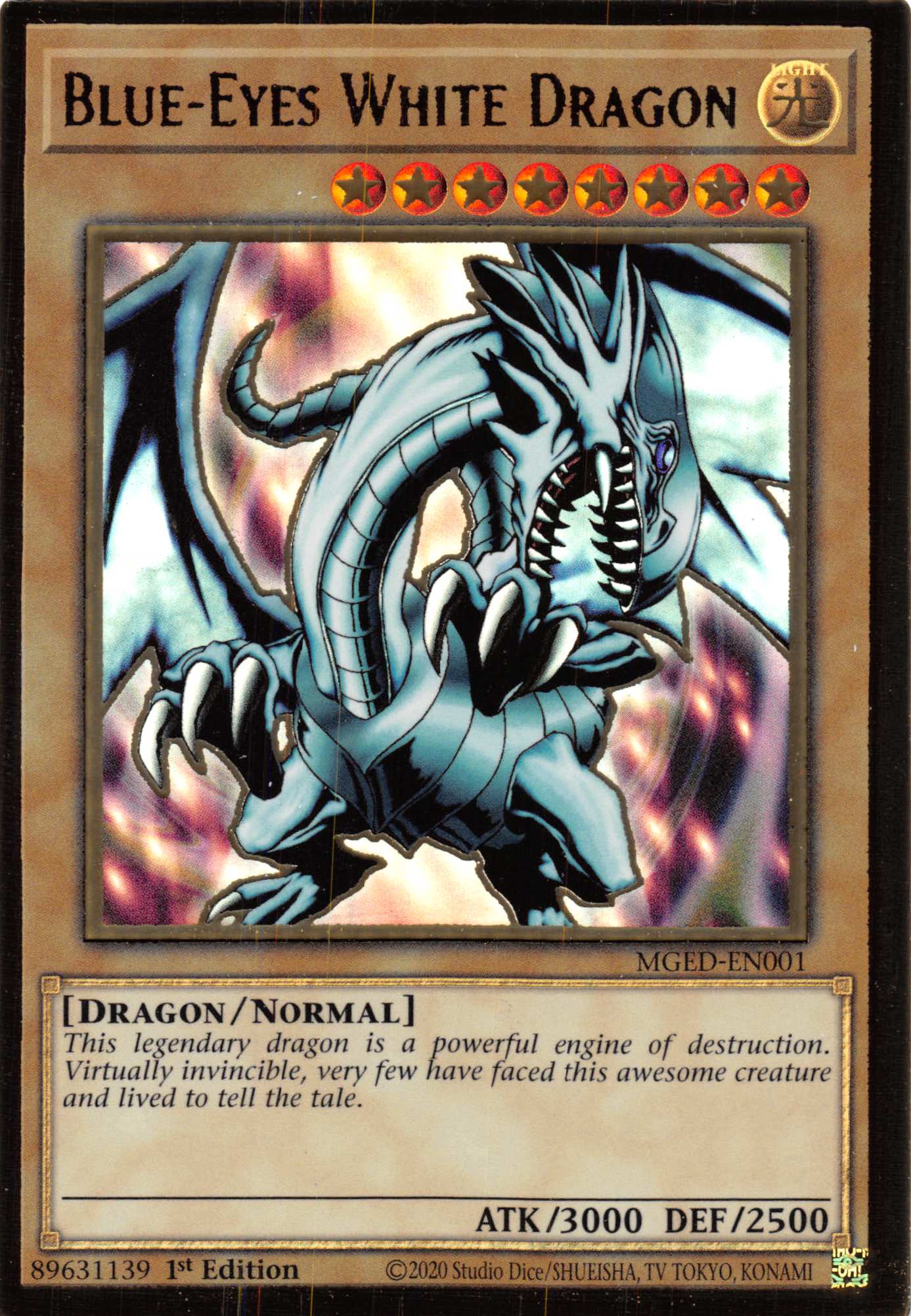 Blue-Eyes White Dragon (Alternate Art) [MGED-EN001] Gold Rare | Tables and Towers