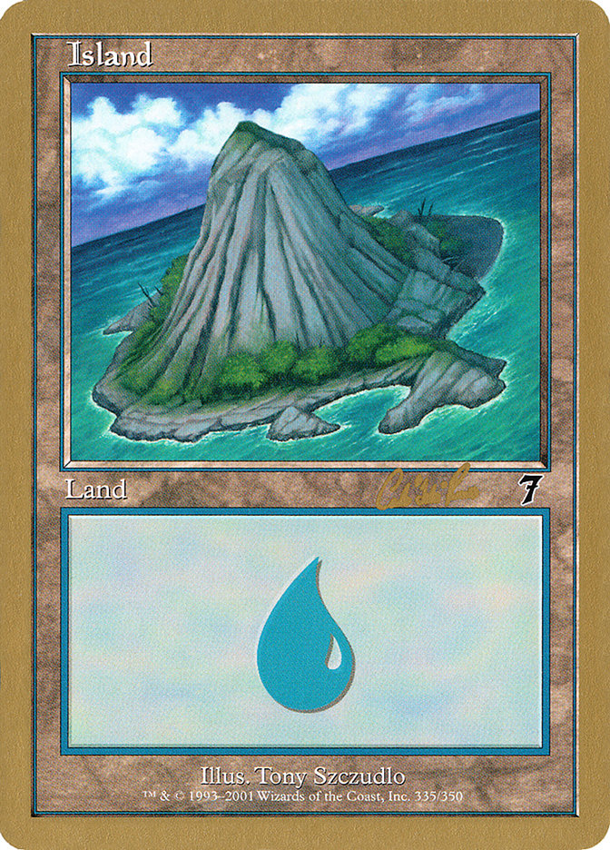 Island (cr335b) (Carlos Romao) [World Championship Decks 2002] | Tables and Towers