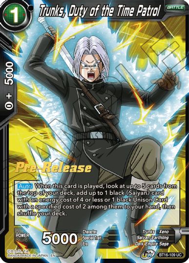 Trunks, Duty of the Time Patrol (BT16-109) [Realm of the Gods Prerelease Promos] | Tables and Towers