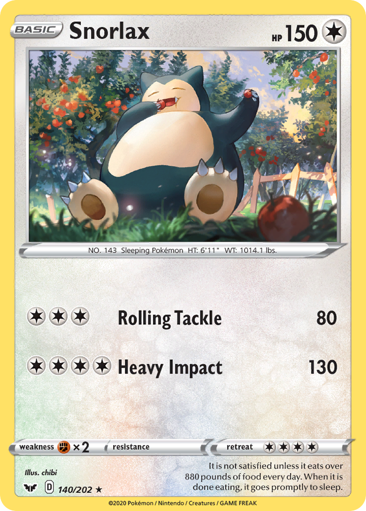 Snorlax (140/202) [Sword & Shield: Base Set] | Tables and Towers