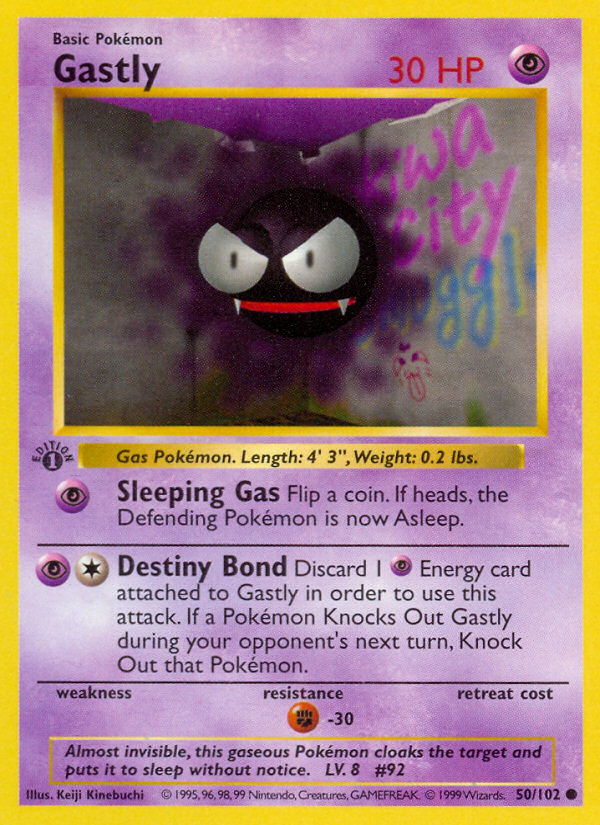 Gastly (50/102) (Shadowless) [Base Set 1st Edition] | Tables and Towers