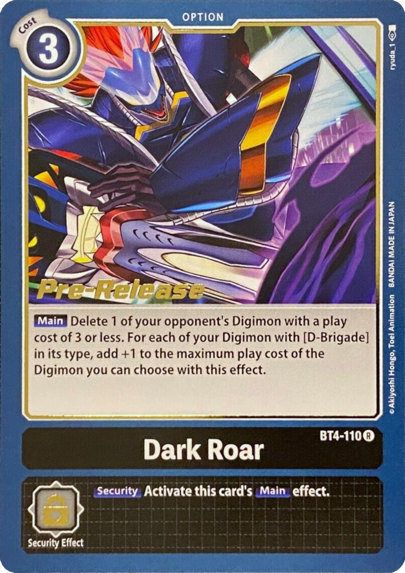 Dark Roar [BT4-110] [Great Legend Pre-Release Promos] | Tables and Towers