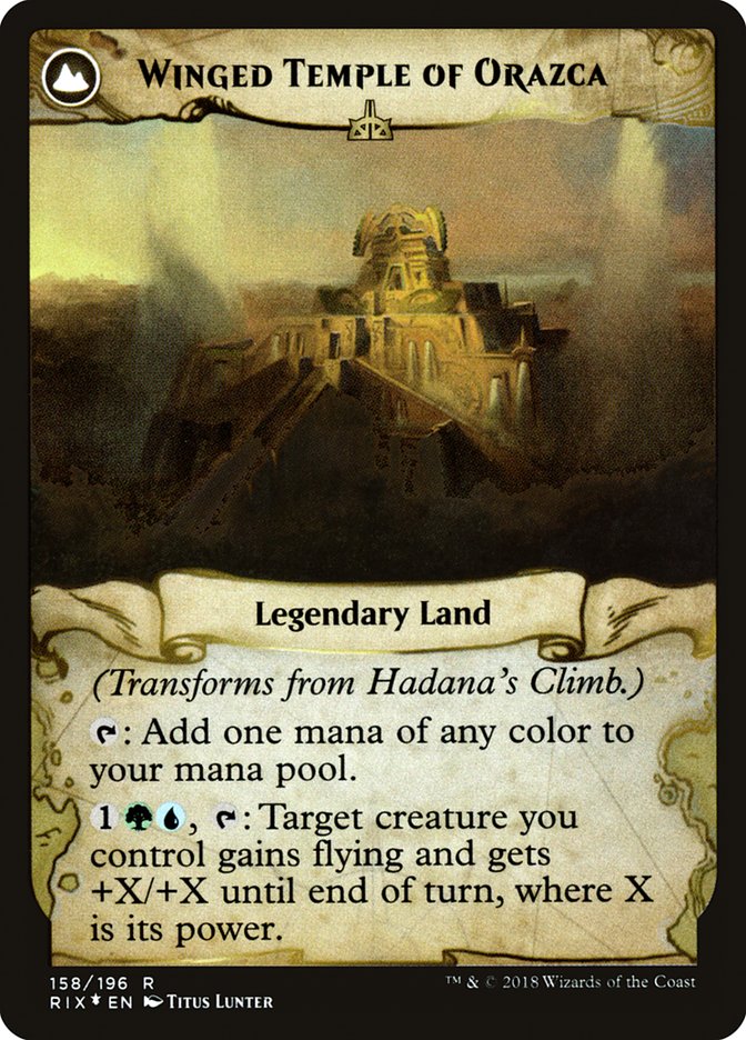 Hadana's Climb // Winged Temple of Orazca [Rivals of Ixalan Prerelease Promos] | Tables and Towers