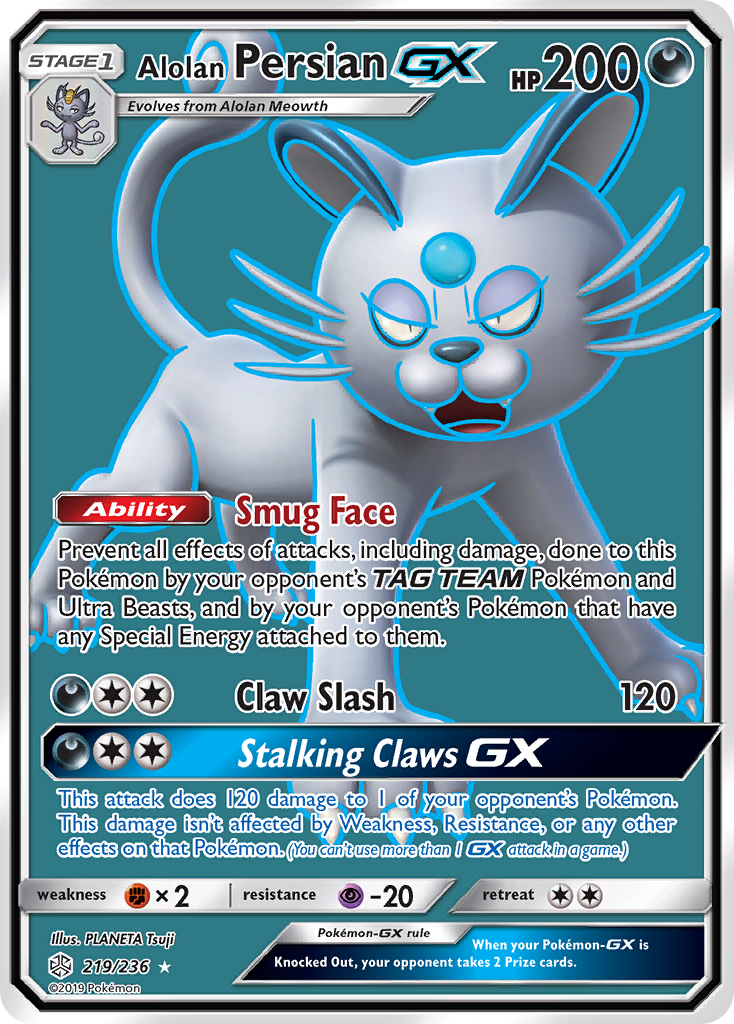 Alolan Persian GX (219/236) [Sun & Moon: Cosmic Eclipse] | Tables and Towers