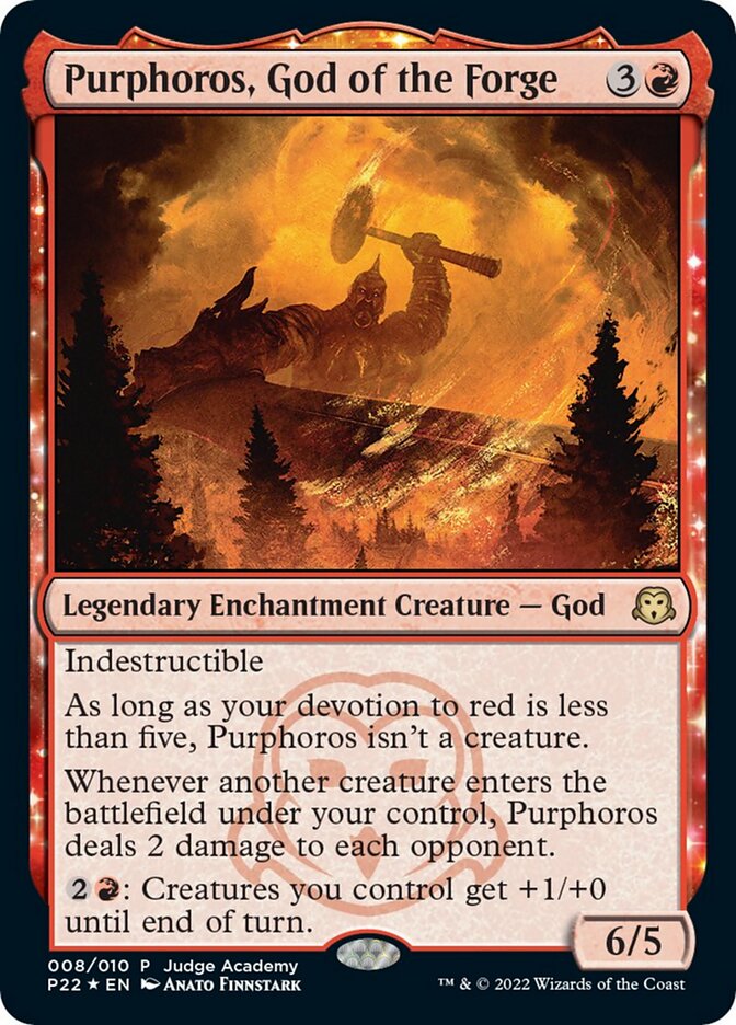 Purphoros, God of the Forge [Judge Gift Cards 2022] | Tables and Towers