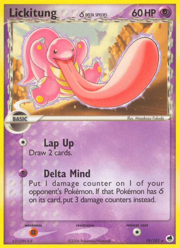 Lickitung (19/101) (Delta Species) [EX: Dragon Frontiers] | Tables and Towers