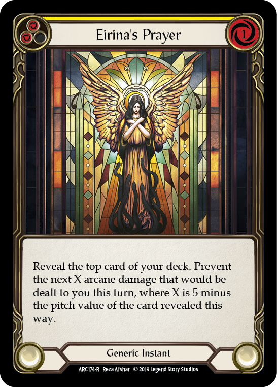 Eirina's Prayer (Yellow) [ARC174-R] (Arcane Rising)  1st Edition Rainbow Foil | Tables and Towers