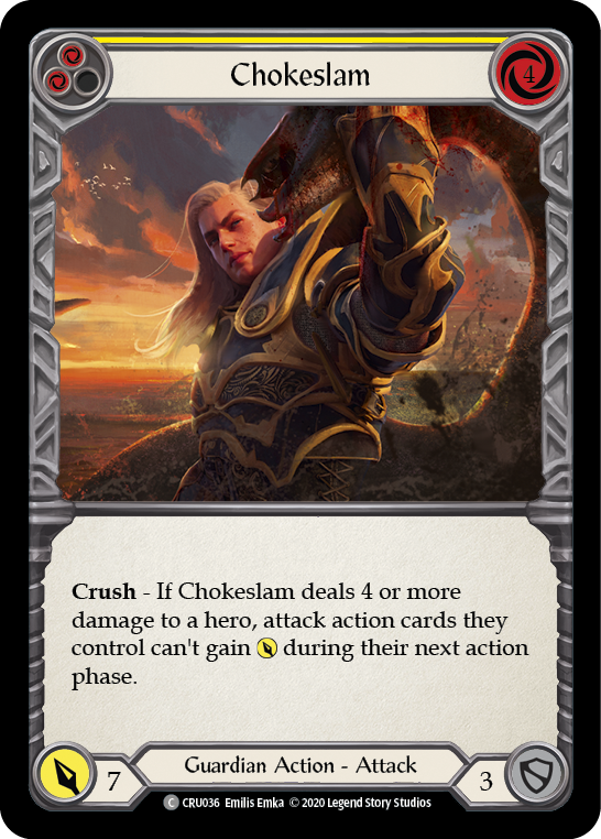 Chokeslam (Yellow) [CRU036] (Crucible of War)  1st Edition Rainbow Foil | Tables and Towers