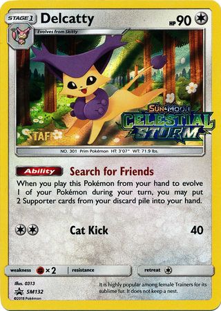 Delcatty (SM132) (Staff Prerelease Promo) [Sun & Moon: Black Star Promos] | Tables and Towers