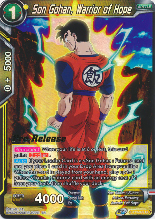 Son Gohan, Warrior of Hope (BT13-099) [Supreme Rivalry Prerelease Promos] | Tables and Towers