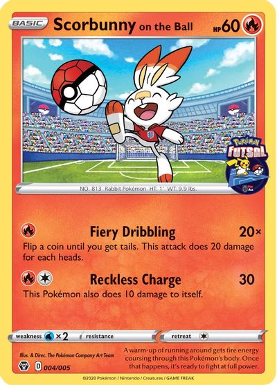 Scorbunny on the Ball (004/005) [Pokemon Futsal Collection] | Tables and Towers