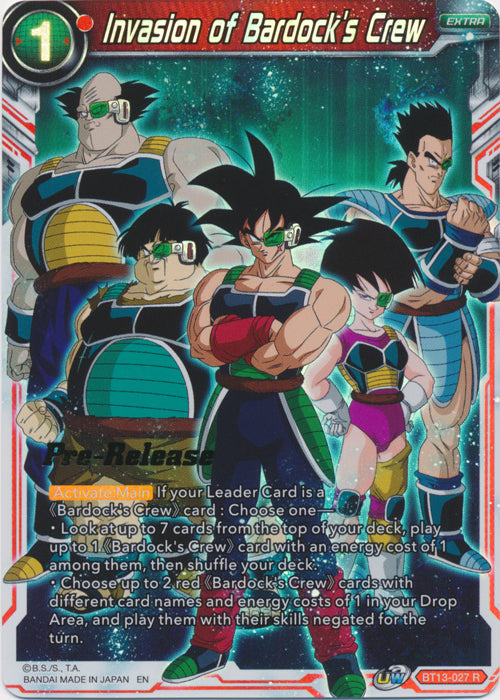 Invasion of Bardock's Crew (BT13-027) [Supreme Rivalry Prerelease Promos] | Tables and Towers