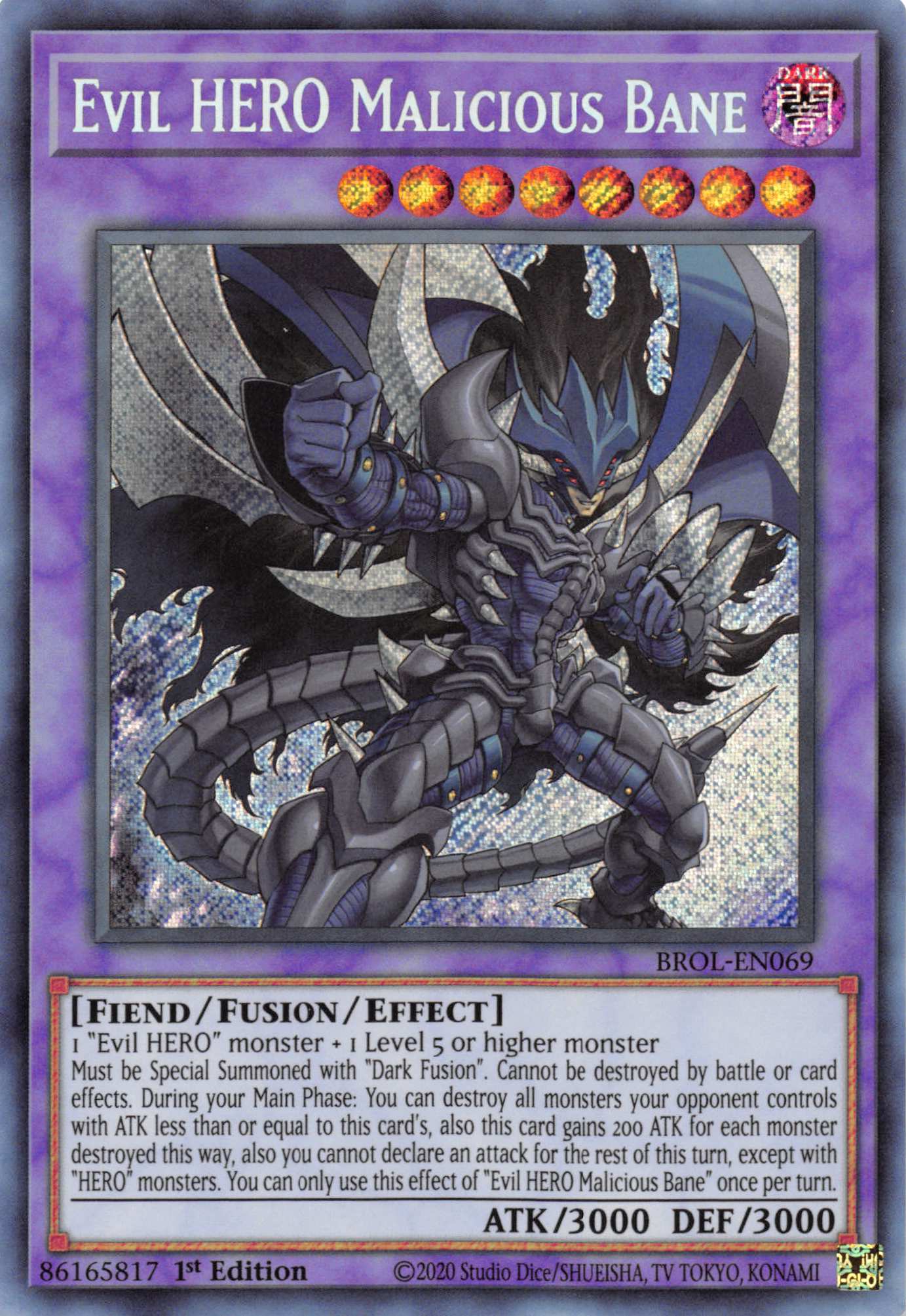 Evil HERO Malicious Bane [BROL-EN069] Secret Rare | Tables and Towers