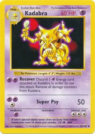 Kadabra (32/102) [Base Set Shadowless Unlimited] | Tables and Towers