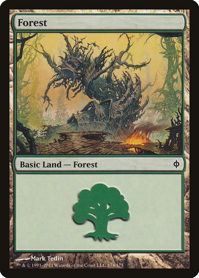 Forest (174) [New Phyrexia] | Tables and Towers