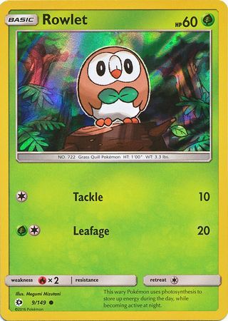 Rowlet (9/149) (Water Web Holo) [Sun & Moon: Base Set] | Tables and Towers