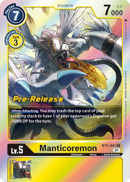 Manticoremon [BT6-041] [Double Diamond Pre-Release Cards] | Tables and Towers