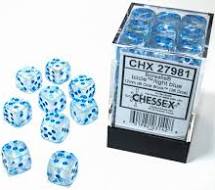 Borealis 12mm d6 Icicle/light blue Luminary Dice Block (36 dice) | Tables and Towers