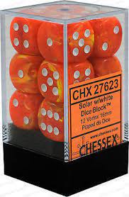 12 Vortex Solar w/ White 16mm D6 Dice Block - CHX27623 | Tables and Towers