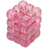 Borealis 12mm d6 Pink/silver Luminary Dice Block (36 dice) | Tables and Towers