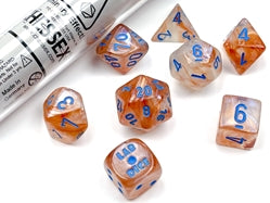 7 Heavy Dice Set - Lab Dice - Borealis: Rose Gold/Light Blue Luminary - CHX30045 | Tables and Towers