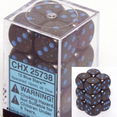 Blue Stars Speckled 12 16mm D6 Dice Block - CHX25738 | Tables and Towers